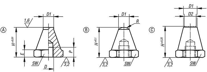 Rest pad tempered and black oxidised steel