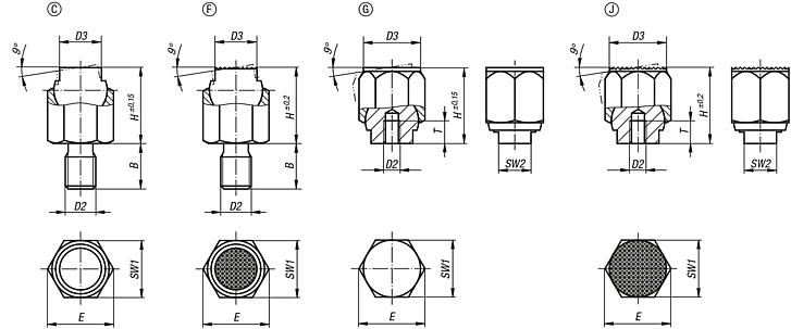 Self-aligning pads, auto-return, with hexagon