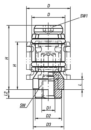Centring clamps with internal threads