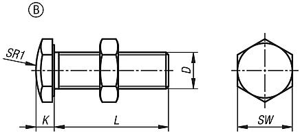 Stop screw, steel grade 10.9 with rounded head