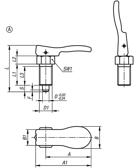Indexing plungers, steel with plastic cam lever - inch