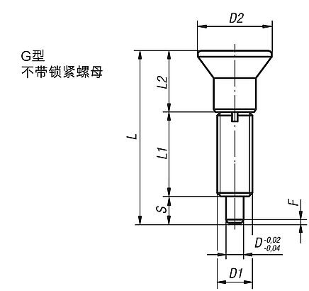 钢制或不锈钢锁紧柱栓，无轴环，带塑料蘑菇头把手和加长柱塞顶销，无锁紧螺母