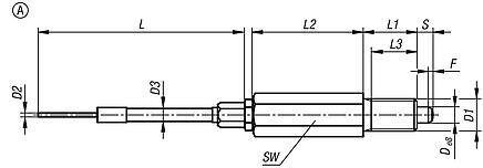 Indexing plungers, stainless steel, for remote control, Bowden cable systems, with hexagon