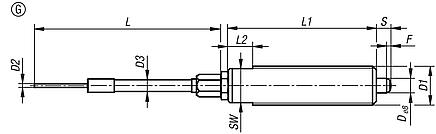 Indexing plungers, stainless steel, for remote control, Bowden cable systems, full thread