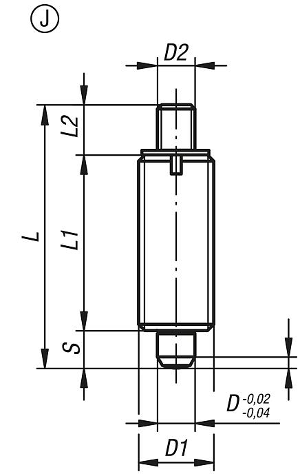 Indexing plungers, steel or stainless steel, without collar, with threaded pin, no locknut