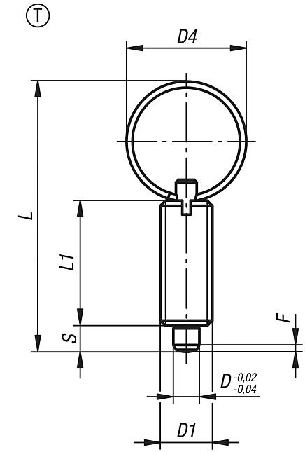 Indexing plungers, steel or stainless steel, without collar, with stainless steel pull ring, no locknut