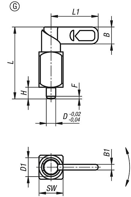 Cam-action indexing plungers, steel with square sleeve, Form G, without grip cap