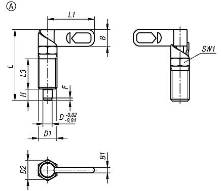 Cam-action indexing plungers with stop, Form A, without grip cap or nut
