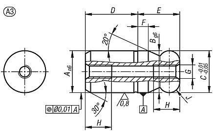 定位销，带球头，A 型，双侧内螺纹，带通孔
