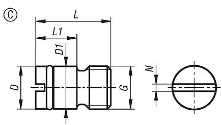 Protective plugs aluminium, Form C, with slot, with O-ring