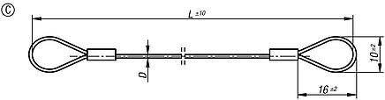 Retaining cables Form C, with eyes both ends