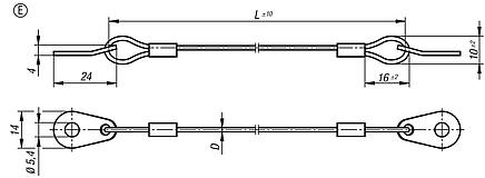 Retaining cable Form E, with strap