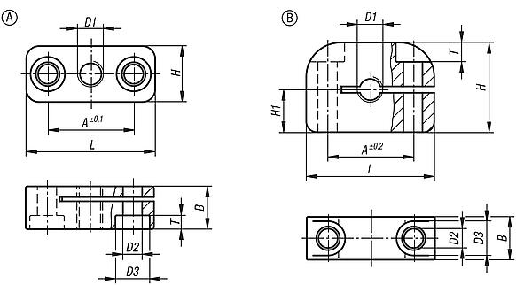 Mounting brackets, aluminium, for standard and cam-action indexing plungers
