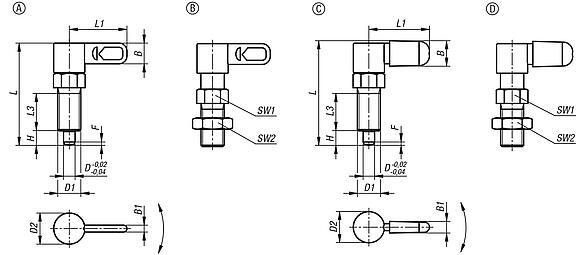 Cam-action indexing plungers, steel with internal guide