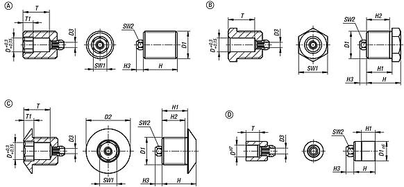 Positioning bushes, steel or stainless steel for status sensor