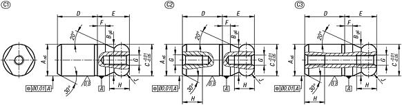 定位销，带扁平球头，C 型