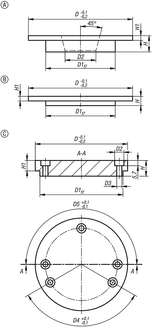 Centring flanges steel