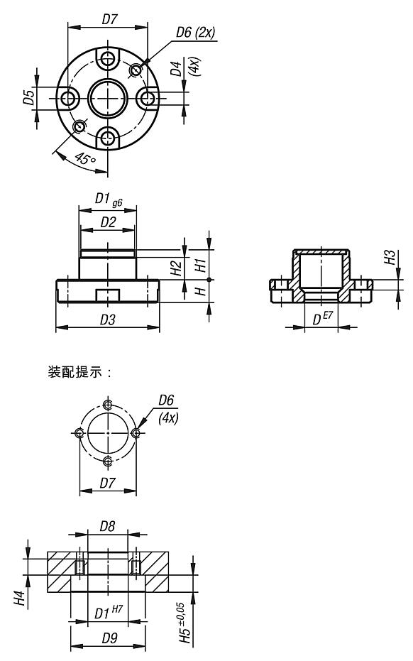 钢制固定衬套，镀镍气动定位柱