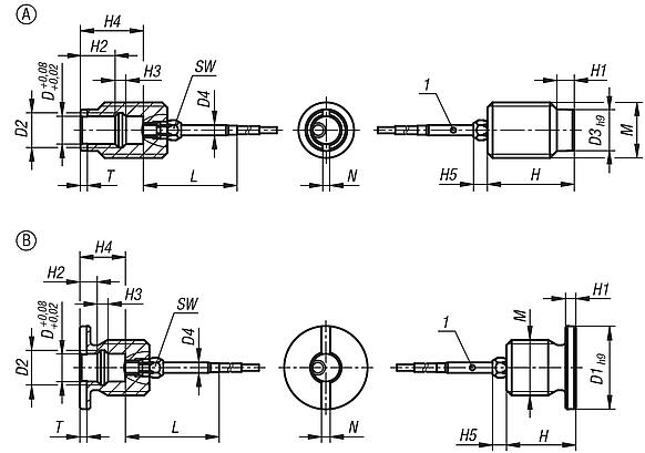 Locating bushes, stainless steel with status sensor