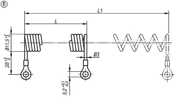 Retaining spiral cable, Form B, without key ring