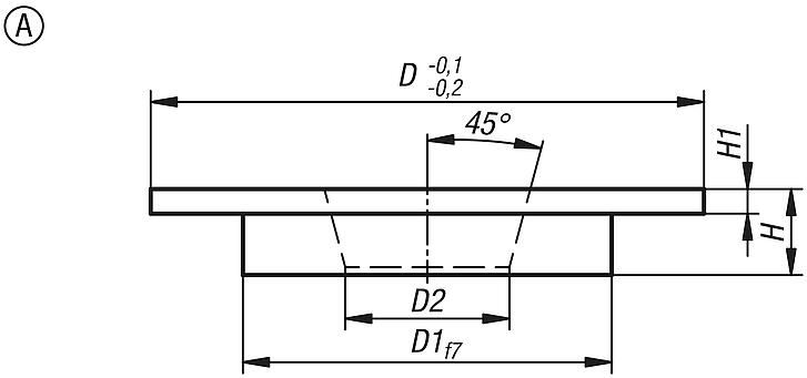 Centring flange steel, Form A