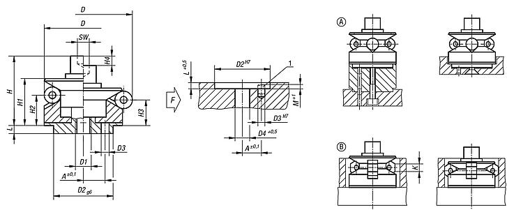 Centring clamps with ball or hexagon segments