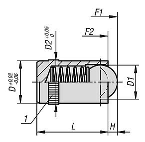 Spring plungers to press-in, without collar, steel