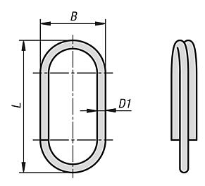 Key rings, stainless steel, oval
