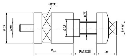 钢制夹紧柱，高度 50 和 100
