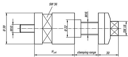 Clamping bolt steel, height 50 and 100