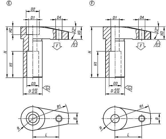 带加长夹紧钳和螺纹孔的夹具压板
