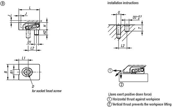 Flat clamp wide, Form B