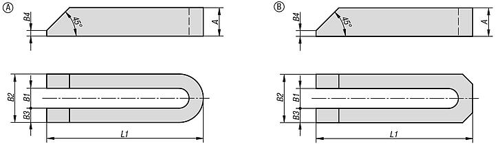 Clamp straps open U DIN 6315, steel or aluminium