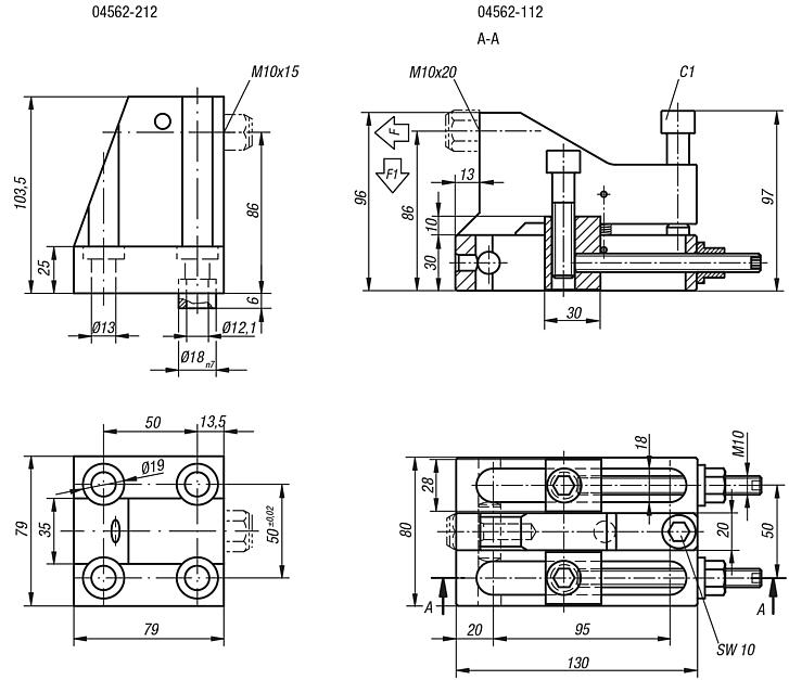 Side clamps and side stops, steel