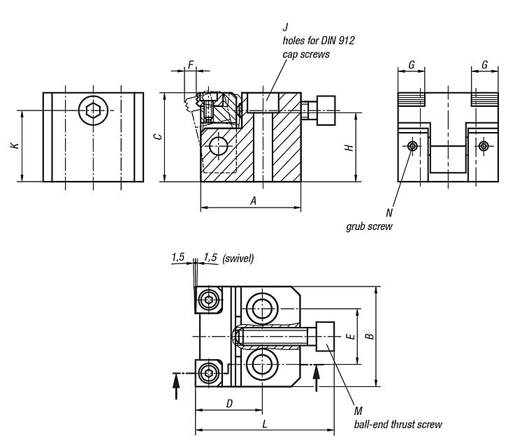 Side clamps, steel with double clamping claw