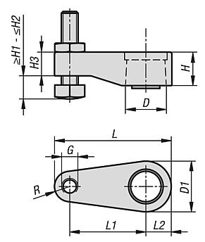 Clamping arm for compact hydraulic swing clamps