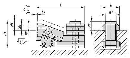 钢制 T 型槽扁平夹紧块（套装）