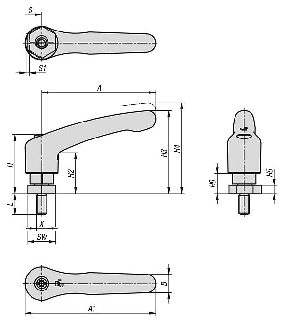 Cam screws with clamping lever