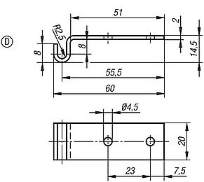 D 型拉扣，适用于短型拉环搭扣