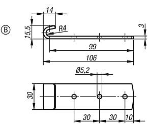 Catch plates Form B, for latches with draw bail