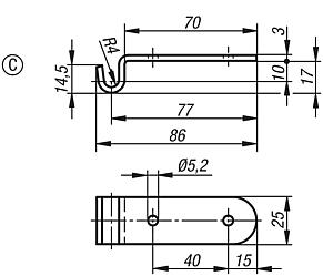 Catch plates Form C, for latches with draw bail