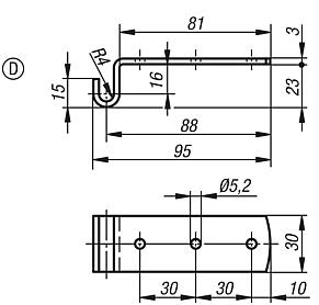 Catch plates Form D, for latches with draw bail