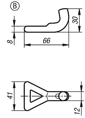 可调拉扣，适用于带拉环的搭扣，承载力可达 30500 N，重型，样式 B
