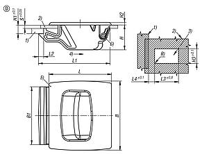Snap locks, plastic with recessed grip, snap-in