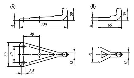 可调拉扣，适用于带拉环的搭扣，承载力可达 30500 N，重型