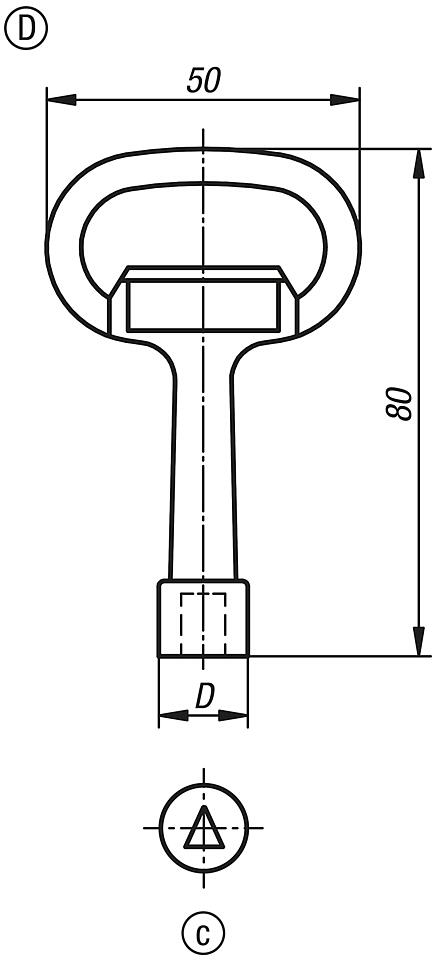 旋转锁销的套筒扳手，D 型