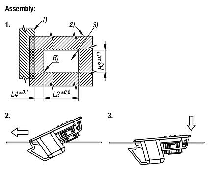 Snap locks, plastic with recessed grip, snap-in