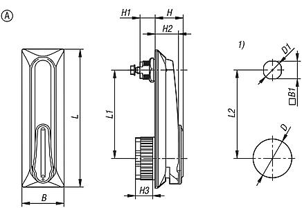 Swivel grip plastic, mounting hole round, mounting hole spacing 105/130 mm, with cover, Form A