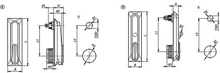 Swivel grip plastic, mounting hole round, mounting hole spacing 105/130 mm, with cover