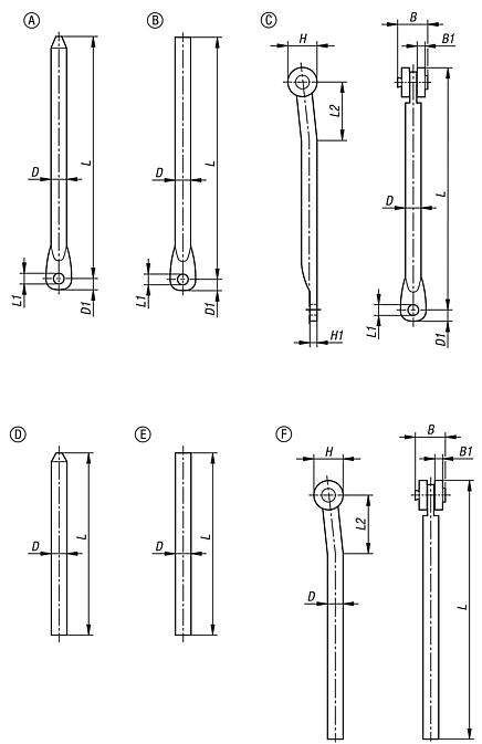 用于摇杆的钢制圆杆